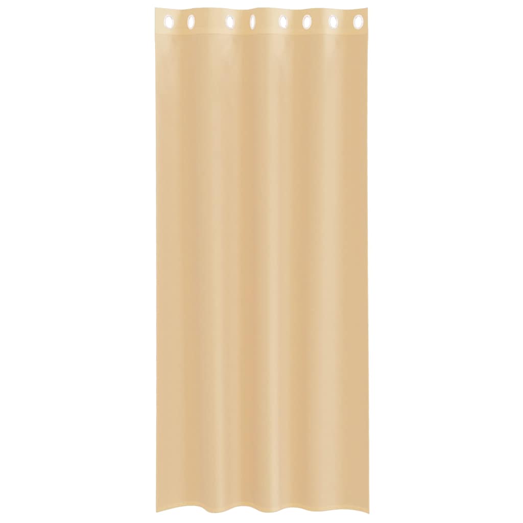 Cortinas de voile com ilhós 2 pcs areia