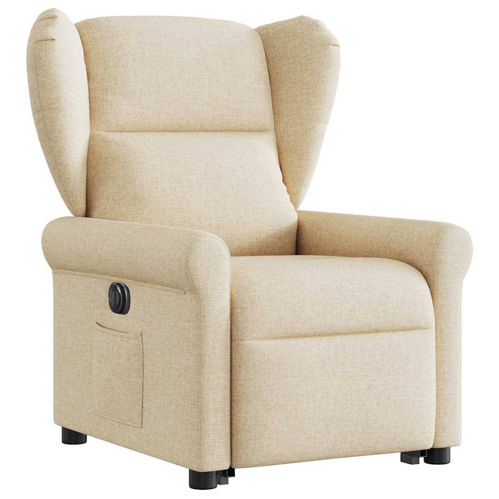 Poltrona reclinável elevatória elétrica tecido cor creme