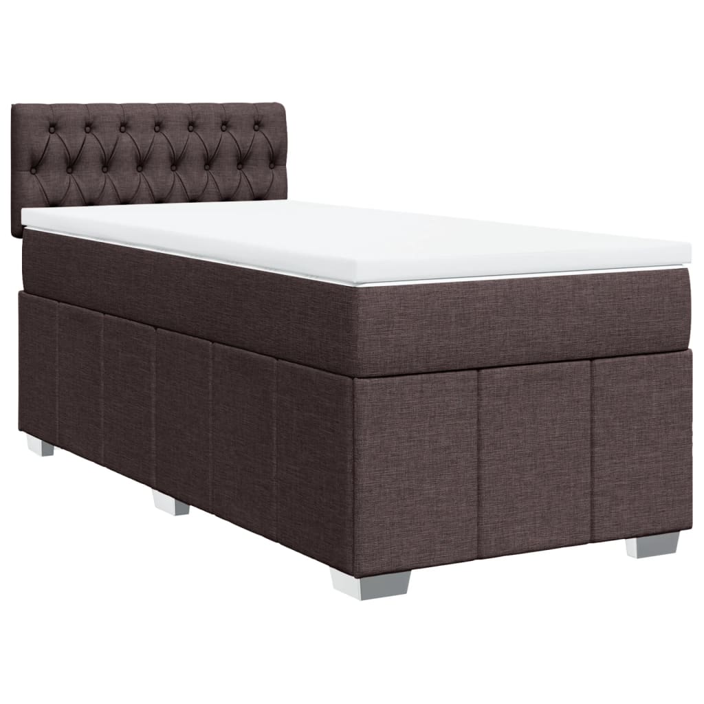 Cama com molas/colchão 100x200 cm tecido castanho-escuro
