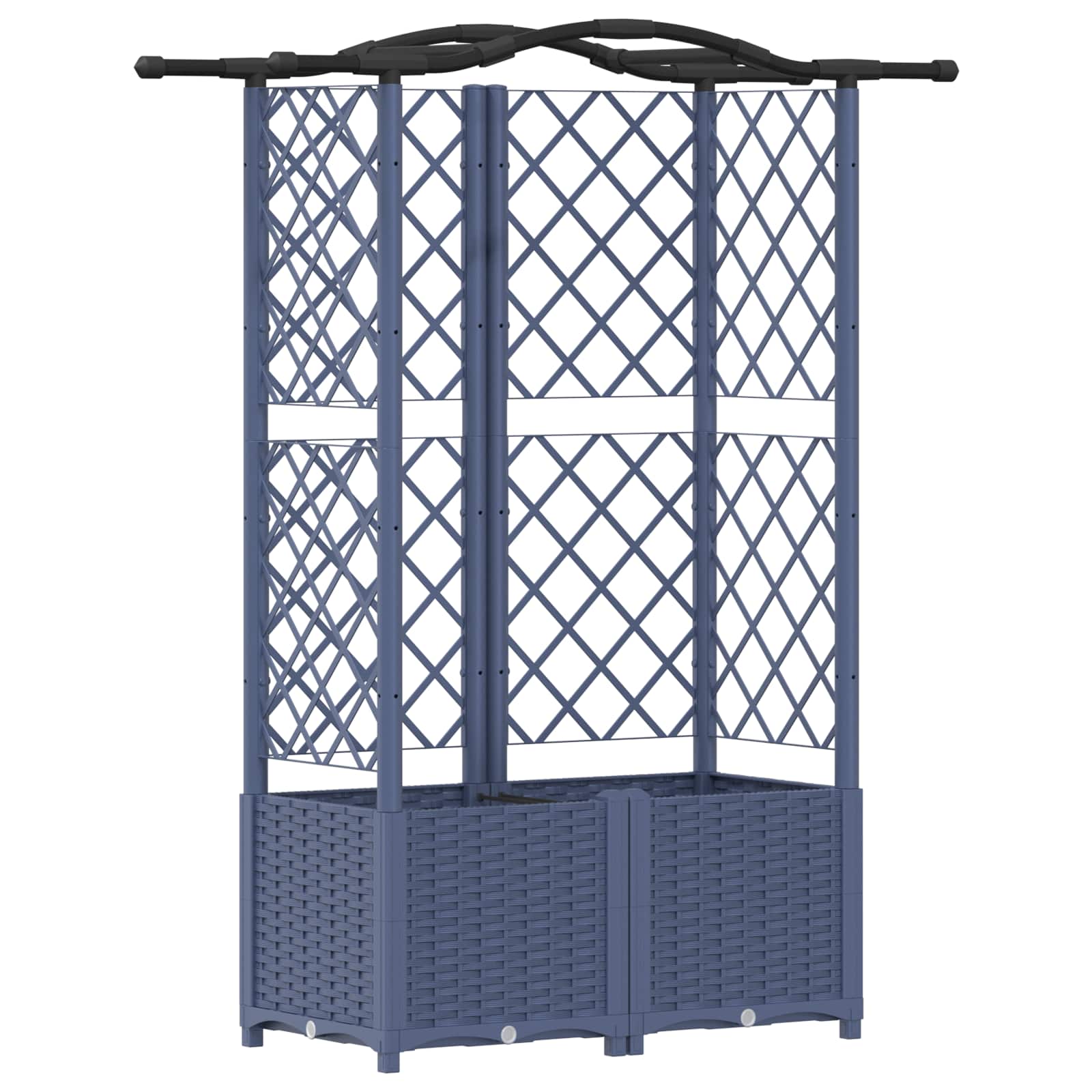 Cama elevada com treliça e telhado cinzento 122 x 40 x 138 cm