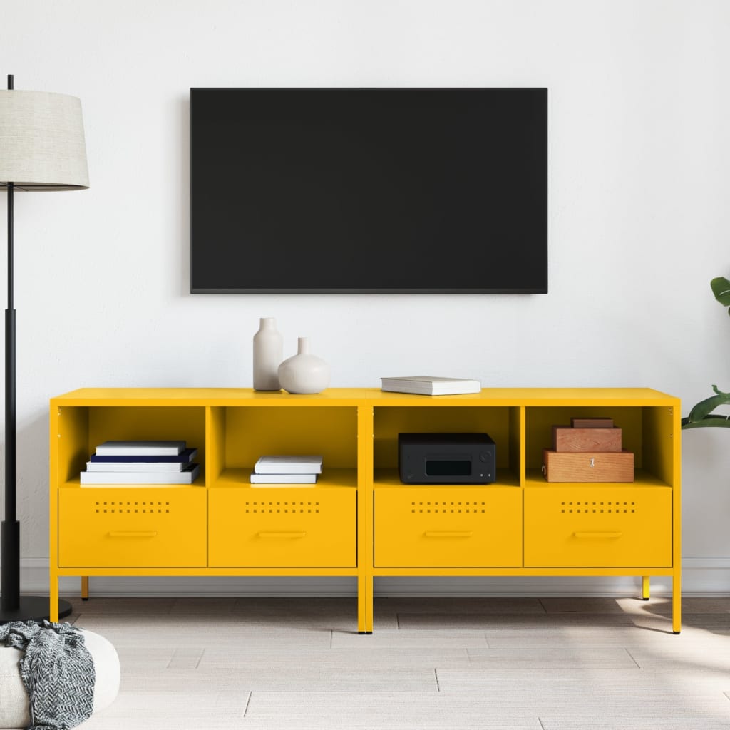 Móveis de TV 2 pcs 68x39x50,5 cm aço amarelo mostarda
