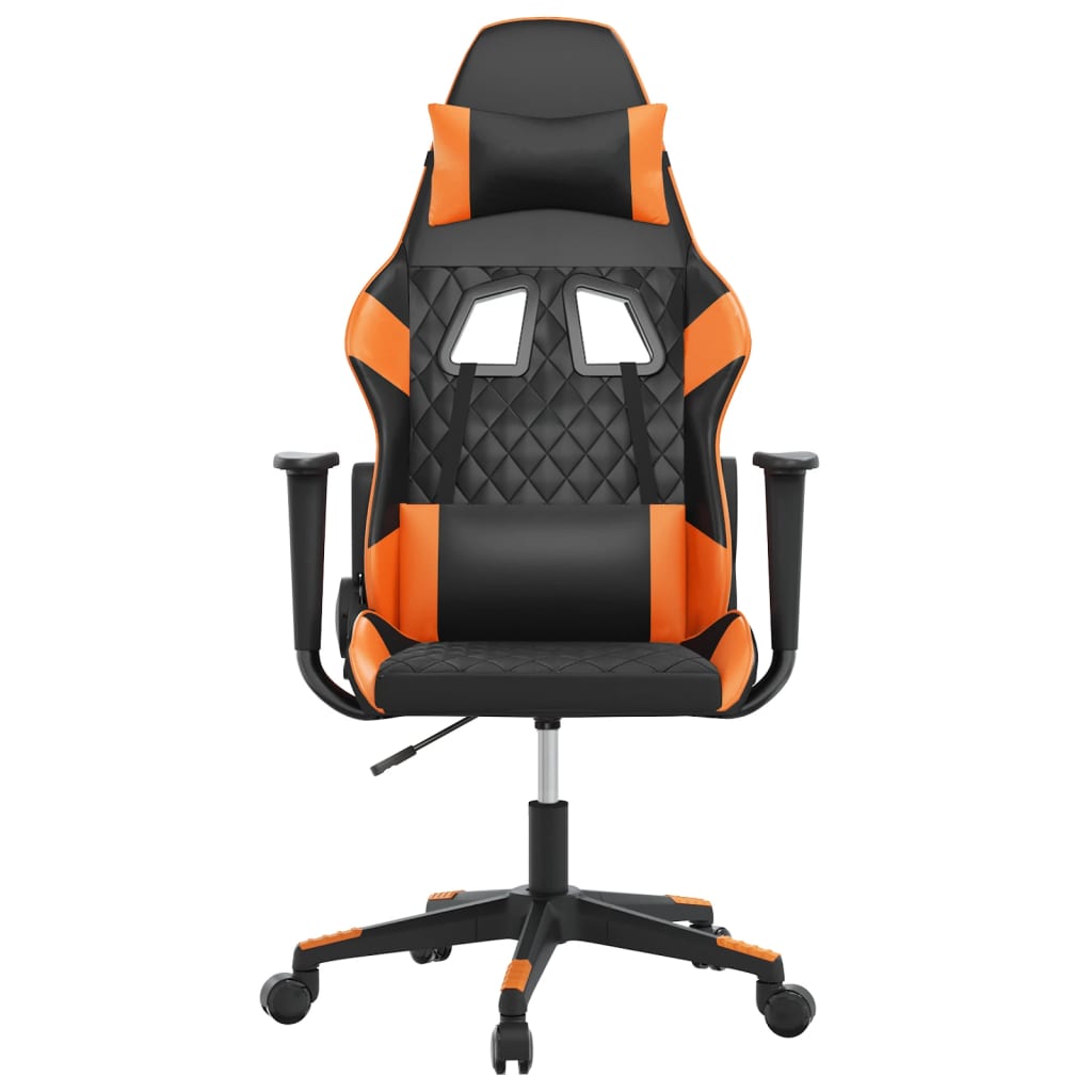 Cadeira gaming couro artificial preto e laranja