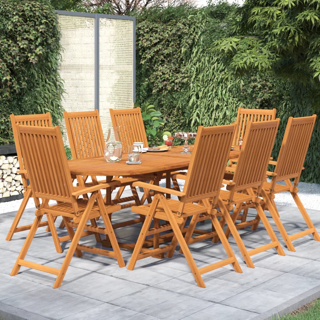 9 Pcs conjunto de jantar para jardim madeira de acácia maciça 160-240 cm