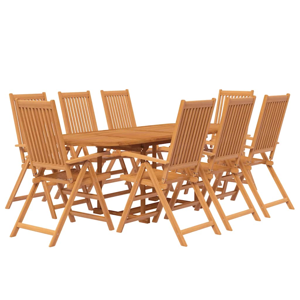 9 Pcs conjunto de jantar para jardim madeira de acácia maciça 160-240 cm