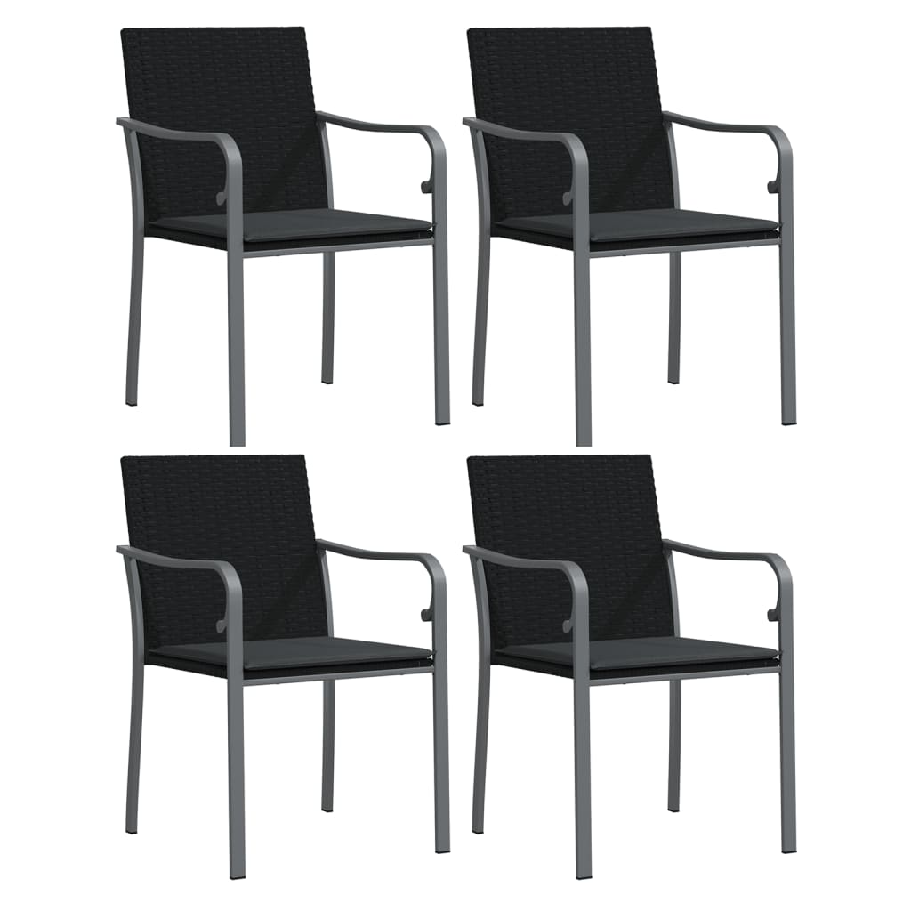 5 Pcs conjunto de jantar p/ jardim c/ almofadões vime PE e aço
