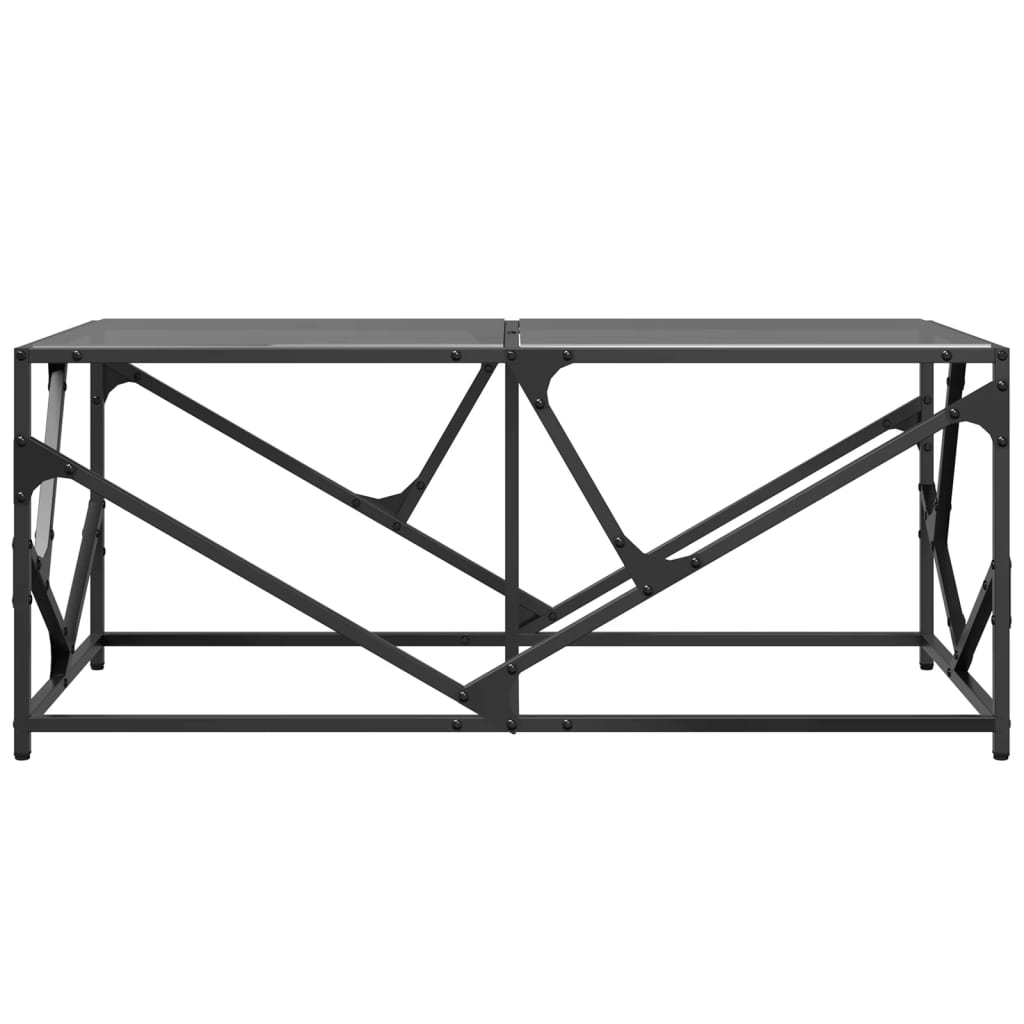 Mesa de centro com topo em vidro preto 98,5x50x41 cm aço