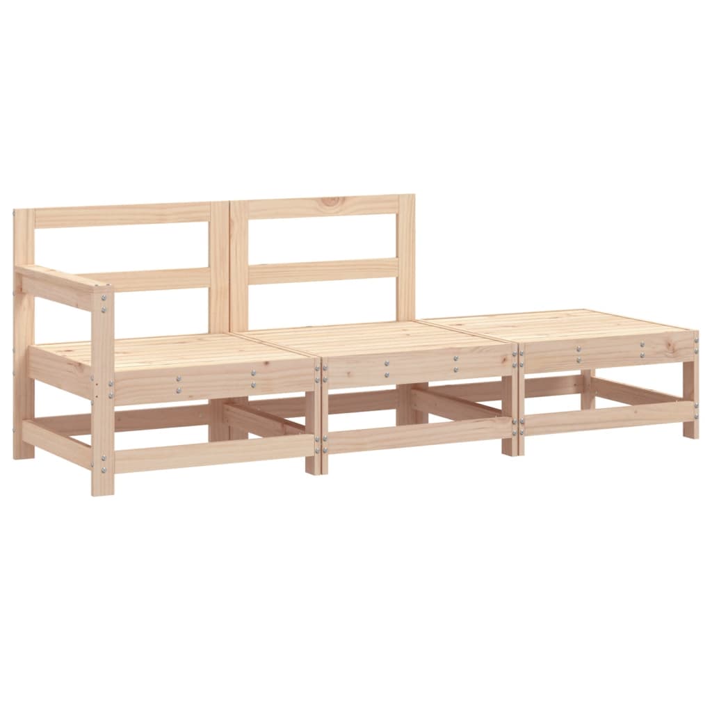 3 Pcs conjunto lounge de jardim madeira de pinho maciça
