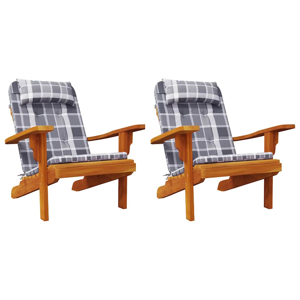 Almofadões cadeira adirondack 2 pcs tecido oxford xadrez cinza