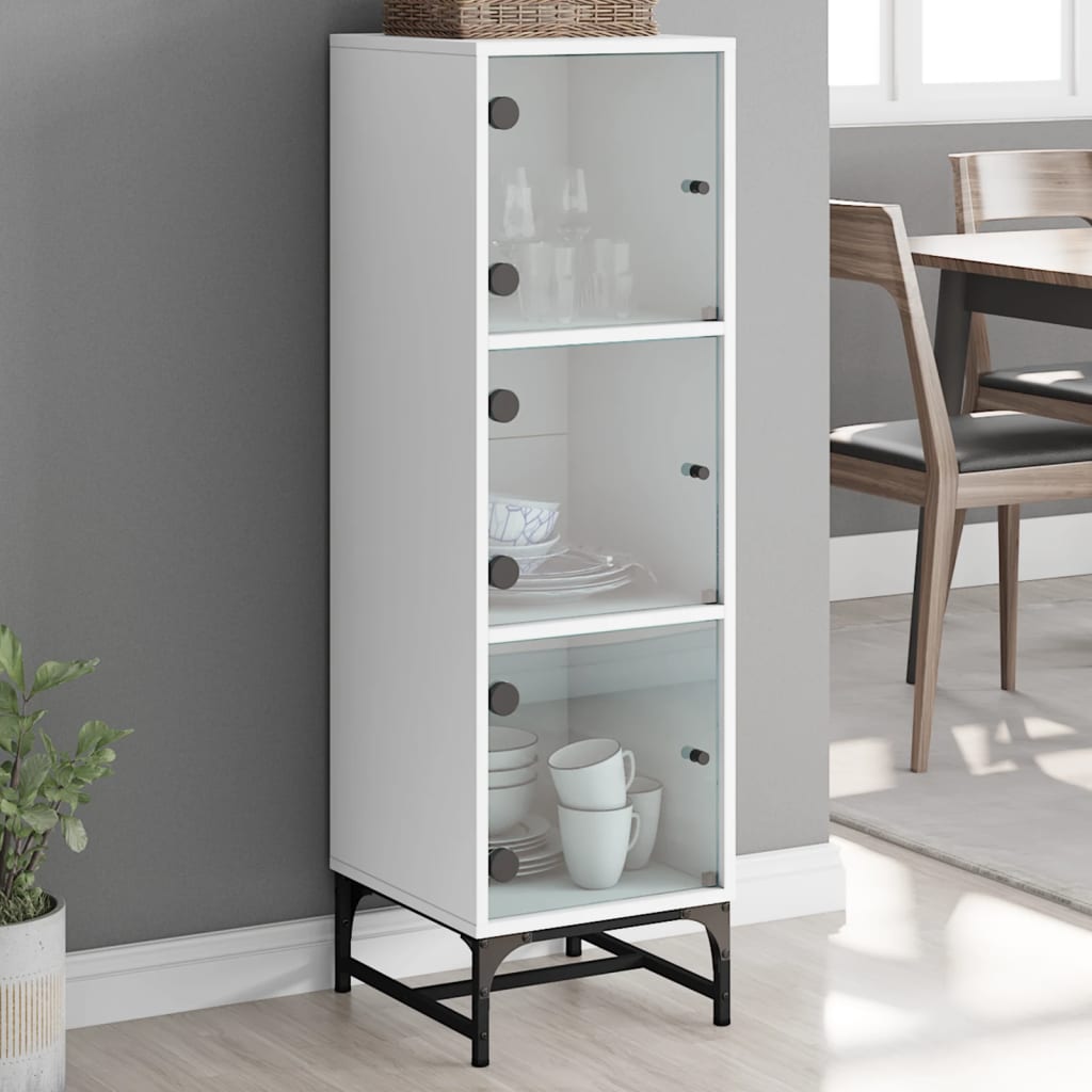 Aparador alto c/ portas de vidro 35x37x120 cm branco