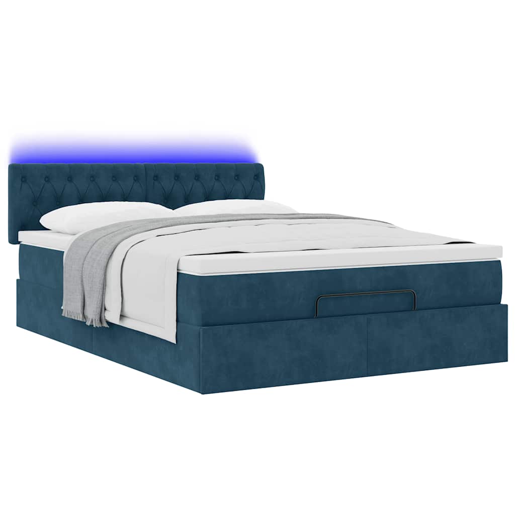 Estrutura de cama otomana com colchão 140x190cm azul escuro