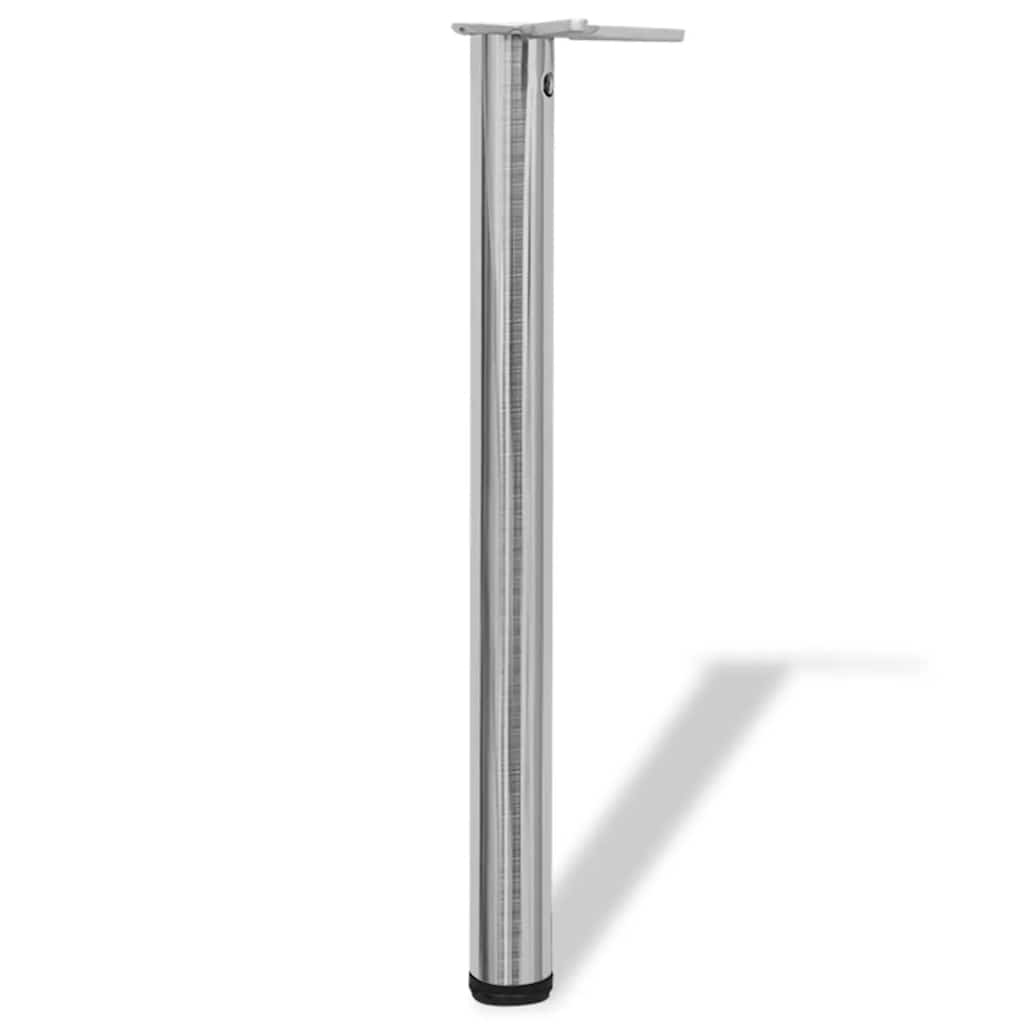 4 Pernas de mesa, altura ajustável, níquel escovado 710 mm