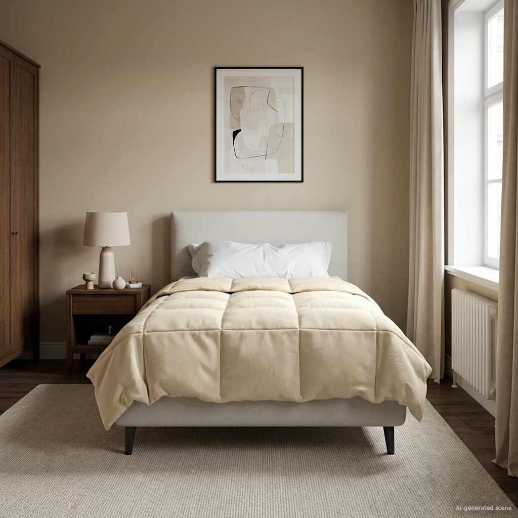 Duvet de ano inteiro colchonete creme 155 x 220 cm microfibra