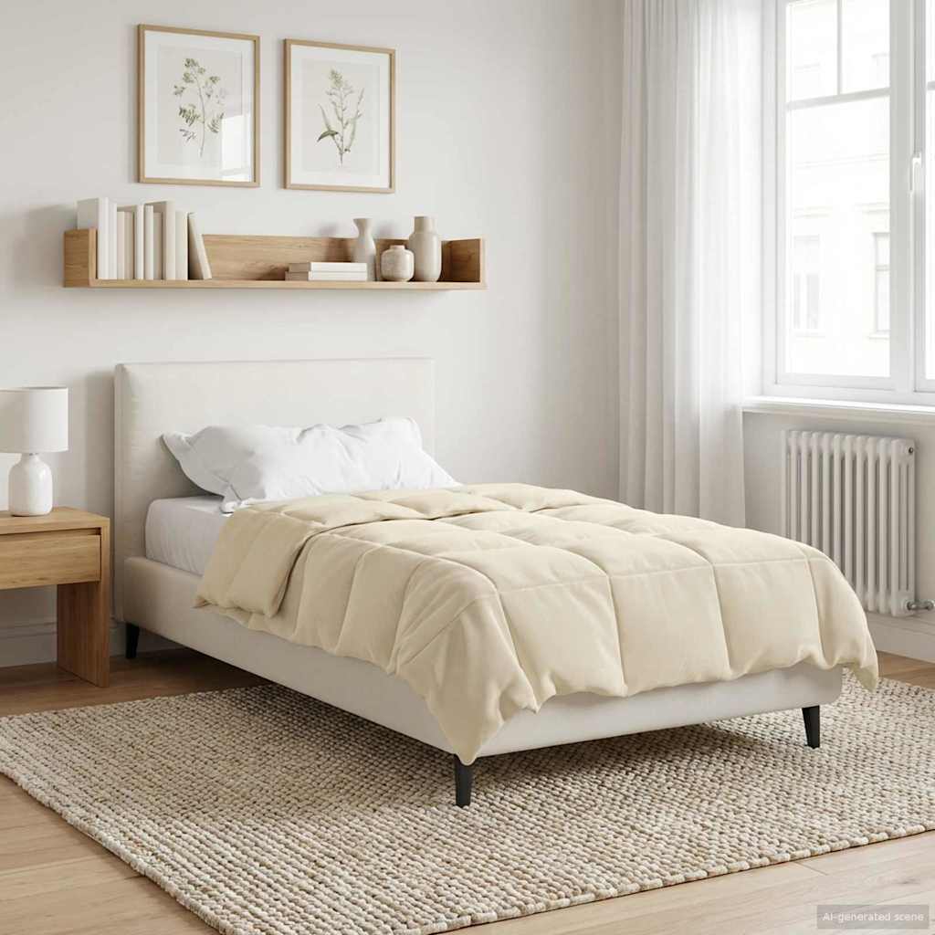 Duvet de ano inteiro colchonete creme 155 x 220 cm microfibra