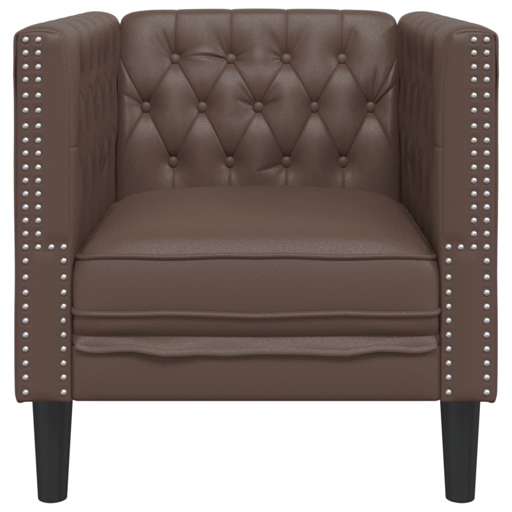 Sofá chesterfield couro artificial castanho