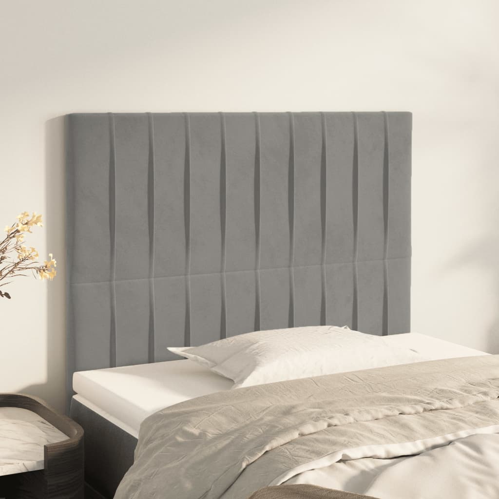 Cabeceira cinza claro 100x5x118/128 cm veludo