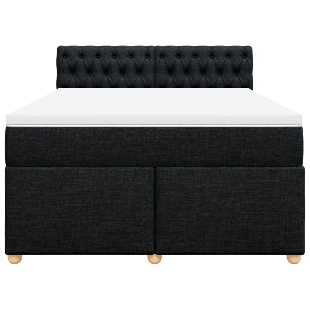 Cama com molas/colchão 160x200 cm tecido preto