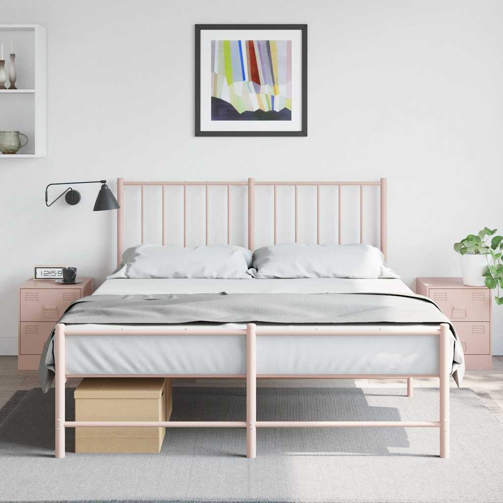 Mesas de cabeceira 2 pcs 34,5x39x44 cm aço rosa