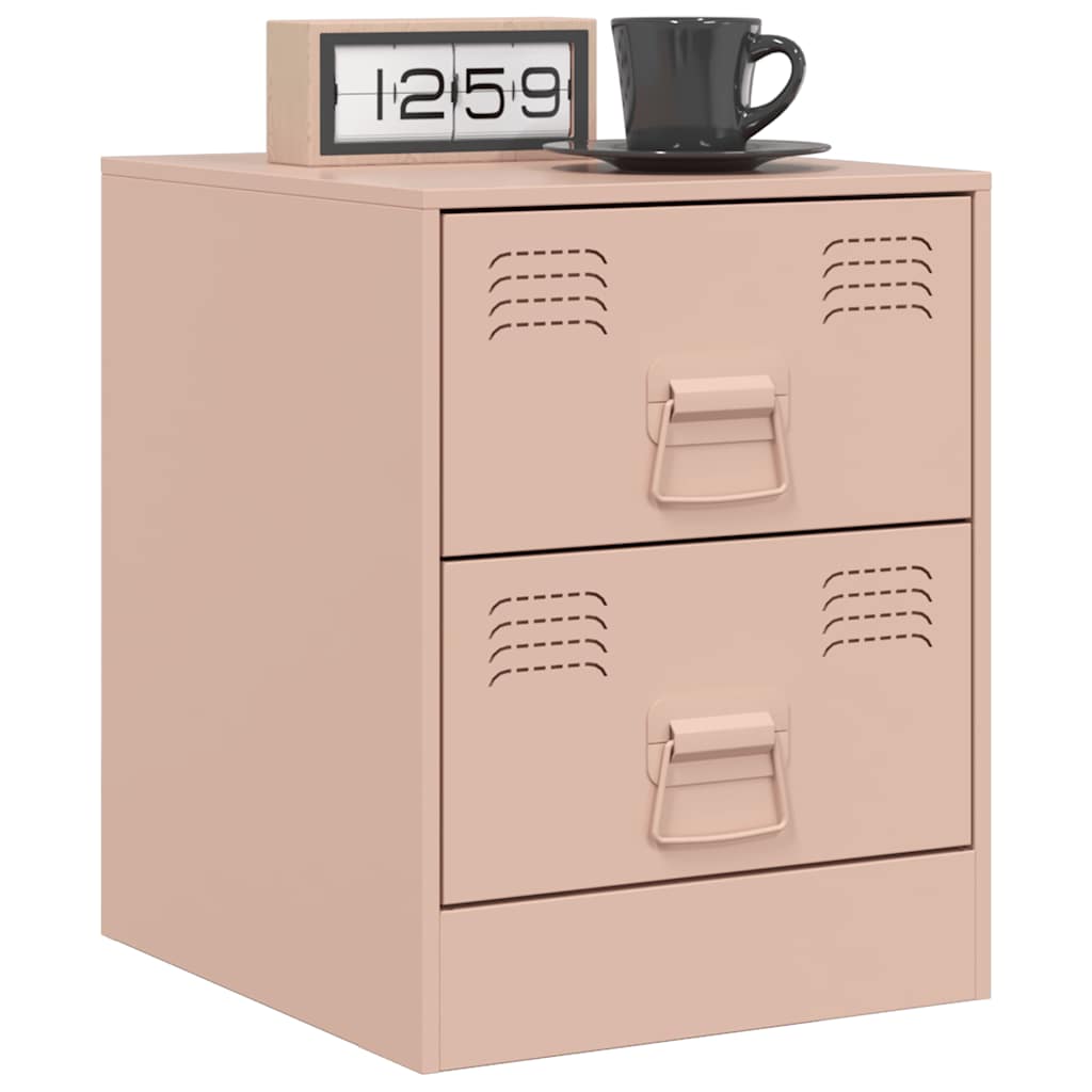 Mesas de cabeceira 2 pcs 34,5x39x44 cm aço rosa