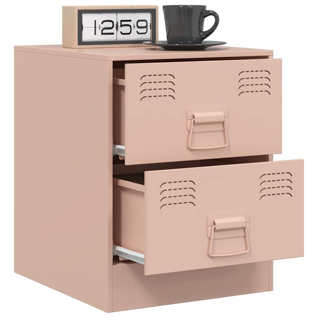 Mesas de cabeceira 2 pcs 34,5x39x44 cm aço rosa