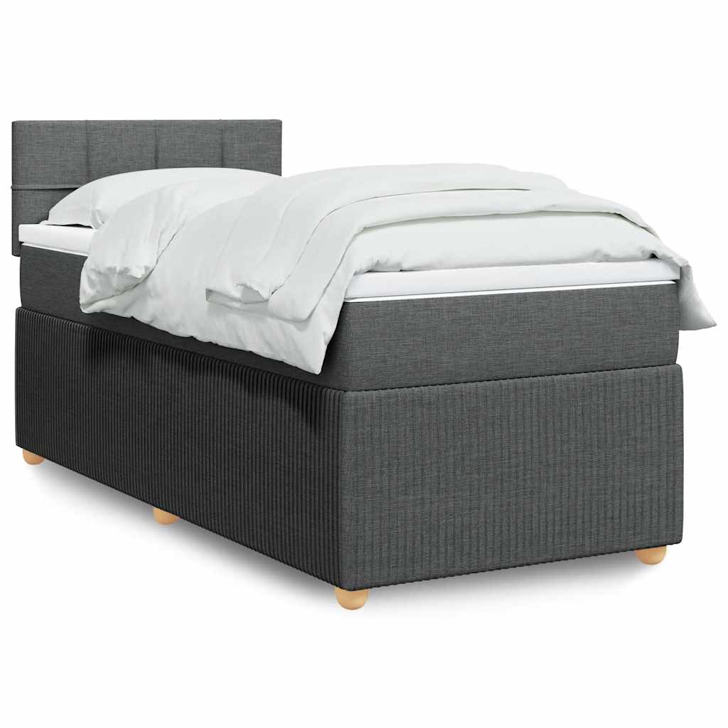 Cama com molas/colchão 90x200 cm tecido cinzento-escuro