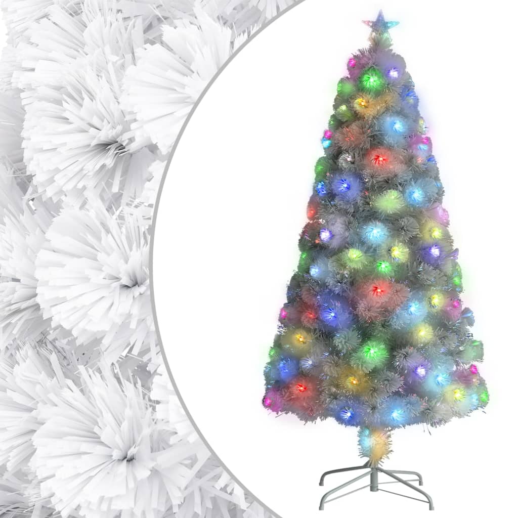 Árvore natal artificial pré-iluminada 120 cm fibra ótica branco