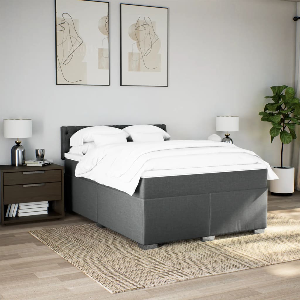 Cama com molas/colchão 140x200 cm tecido cinzento-escuro