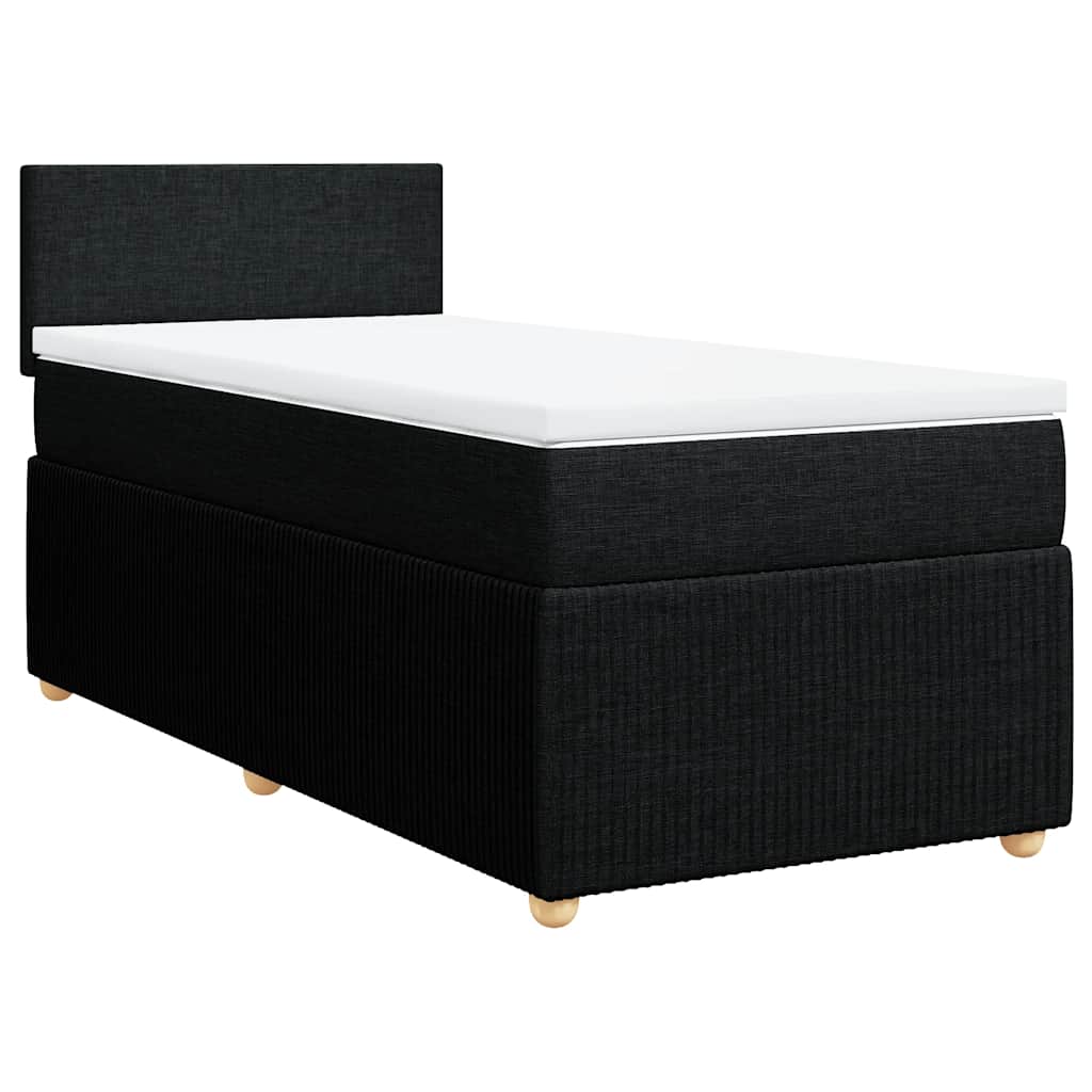 Cama com molas/colchão 90x200 cm tecido preto
