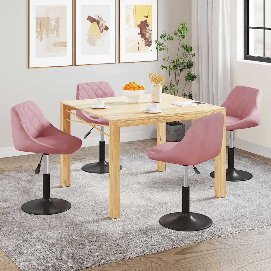 Cadeiras de jantar giratórias 4 pcs veludo rosa