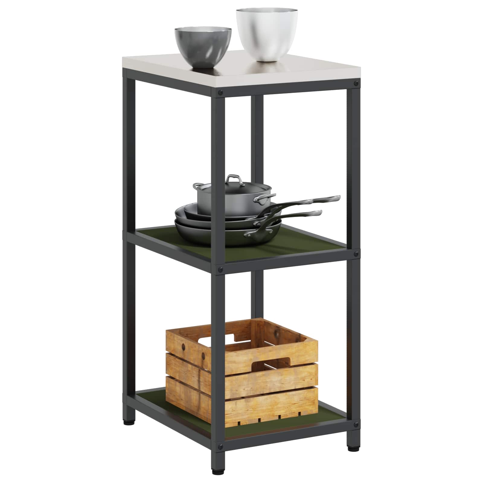 Estante de cozinha hattem verde-azeitona 40 x 50 x 92 cm aço