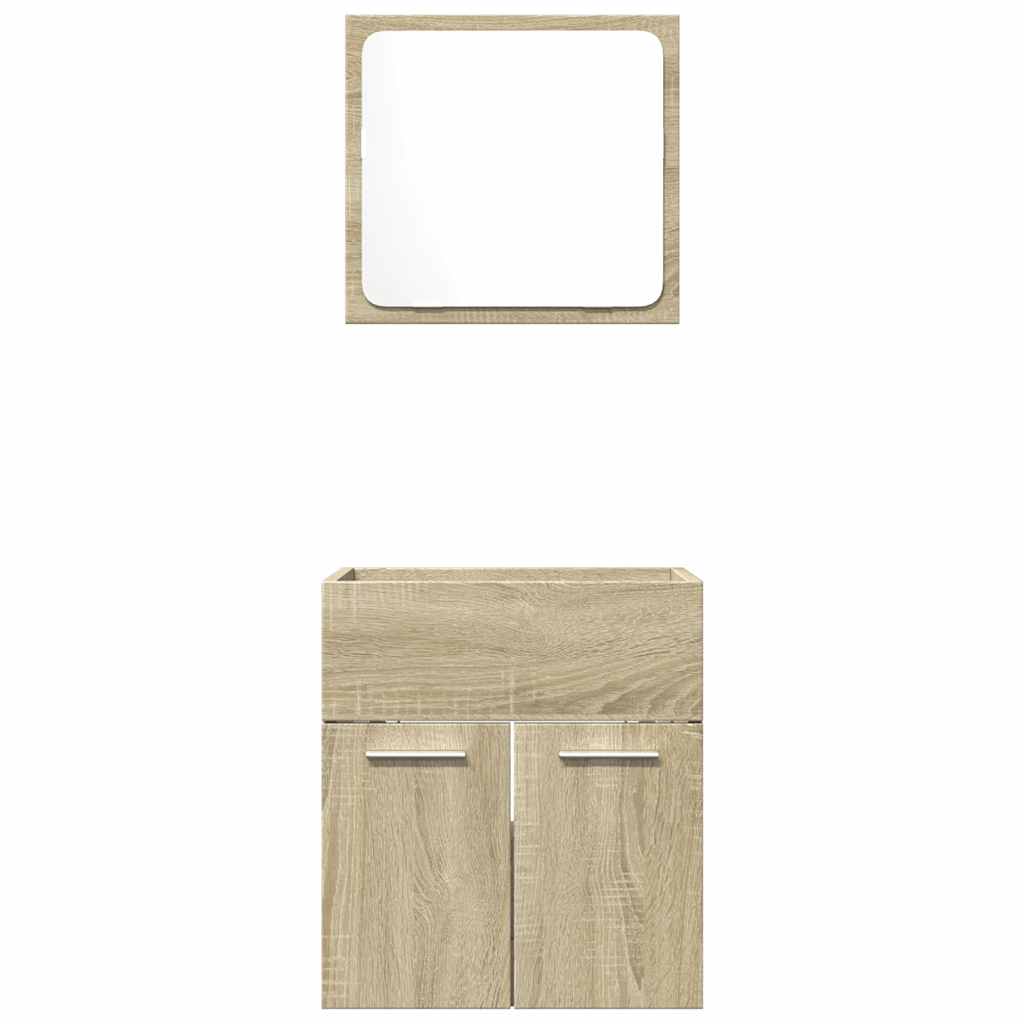 2 Pcs conj. móveis casa banho derivados madeira carvalho sonoma
