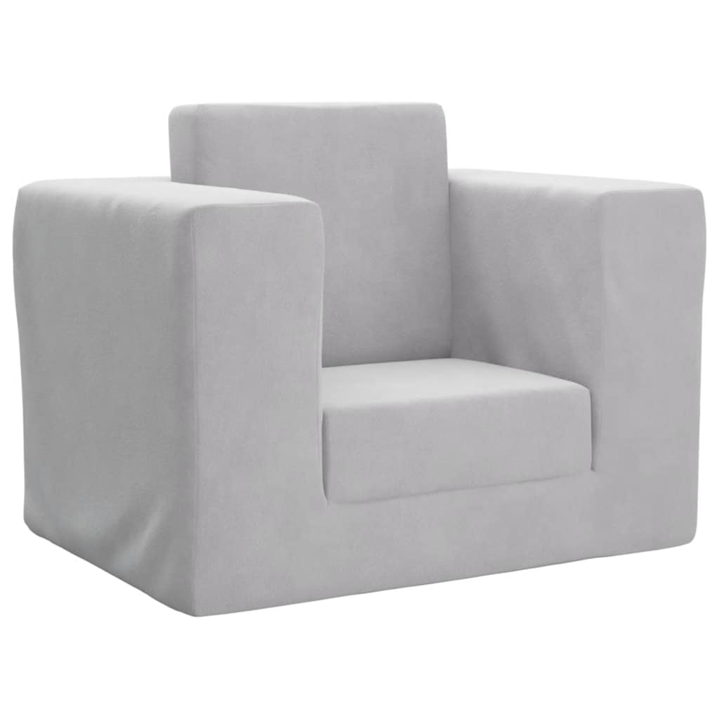 Sofá-cama infantil pelúcia macia cinzento-claro