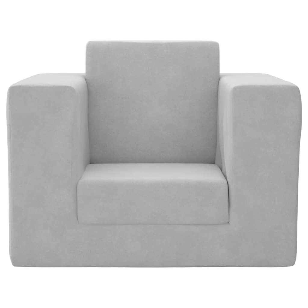 Sofá-cama infantil pelúcia macia cinzento-claro