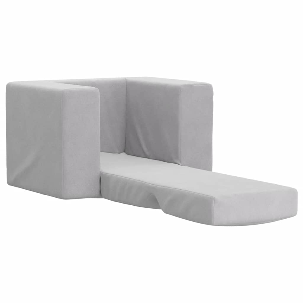 Sofá-cama infantil pelúcia macia cinzento-claro