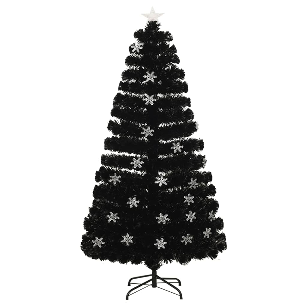Árvore de natal com flocos de neve LED 120 cm fibra ótica preto