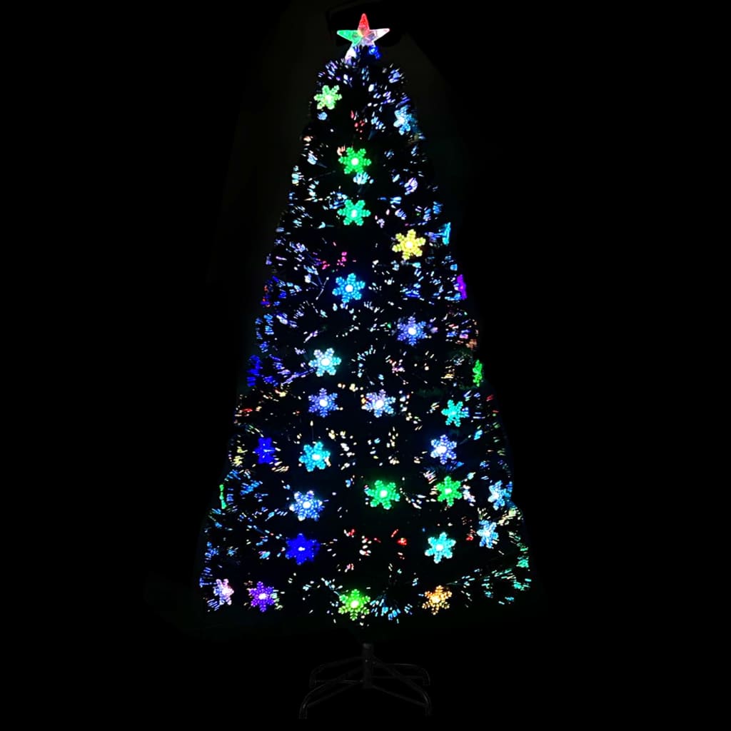 Árvore de natal com flocos de neve LED 120 cm fibra ótica preto