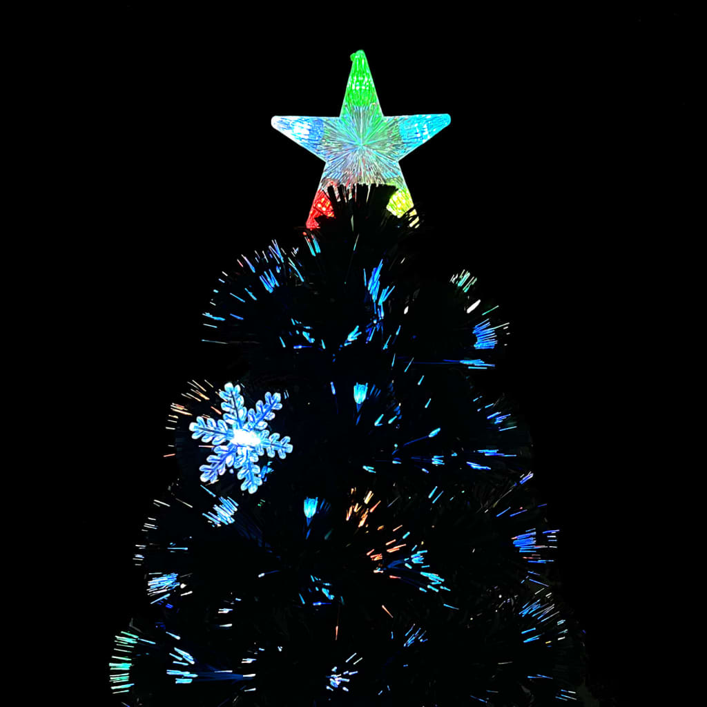 Árvore de natal com flocos de neve LED 120 cm fibra ótica preto