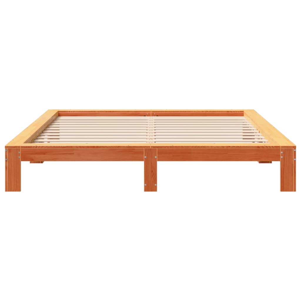 Cama sem colchão 200x200 cm pinho maciço castanho-mel
