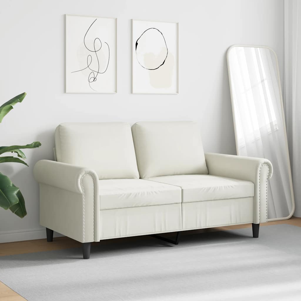 Sofá de 2 lugares veludo 120 cm cor creme