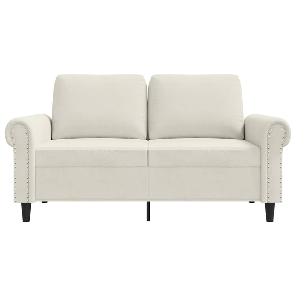 Sofá de 2 lugares veludo 120 cm cor creme