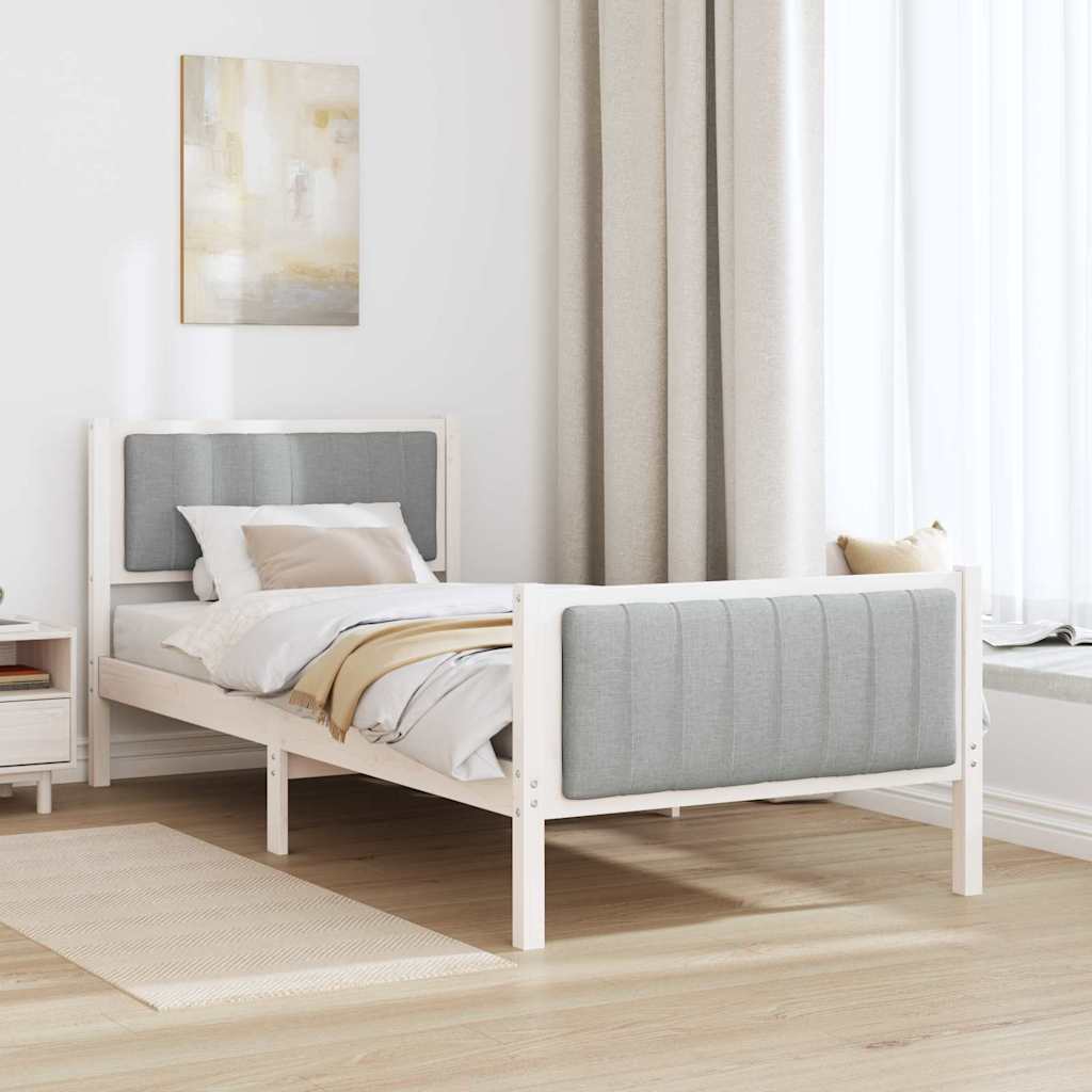 Estrutura da cama branco e cinza claro 90 x 200 cm