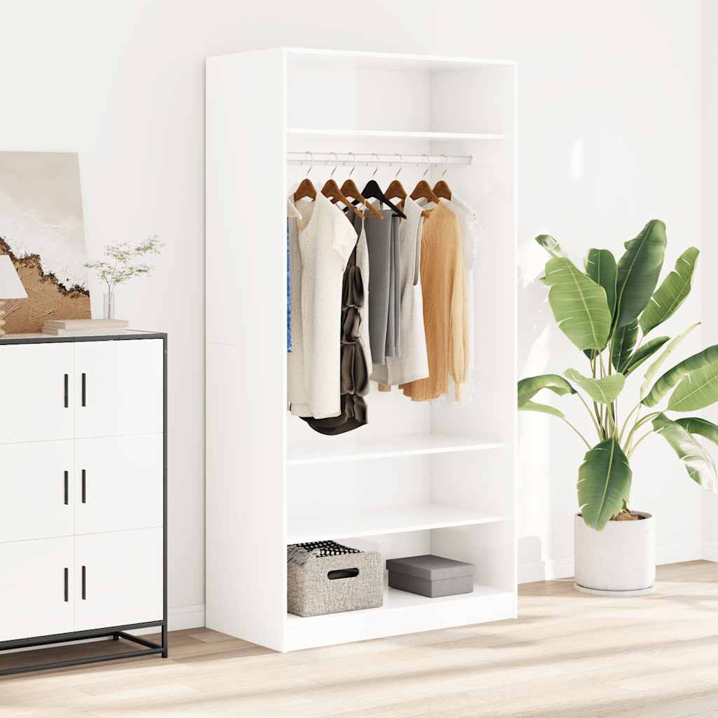 Roupeiro 100x50x200 cm derivados de madeira branco brilhante