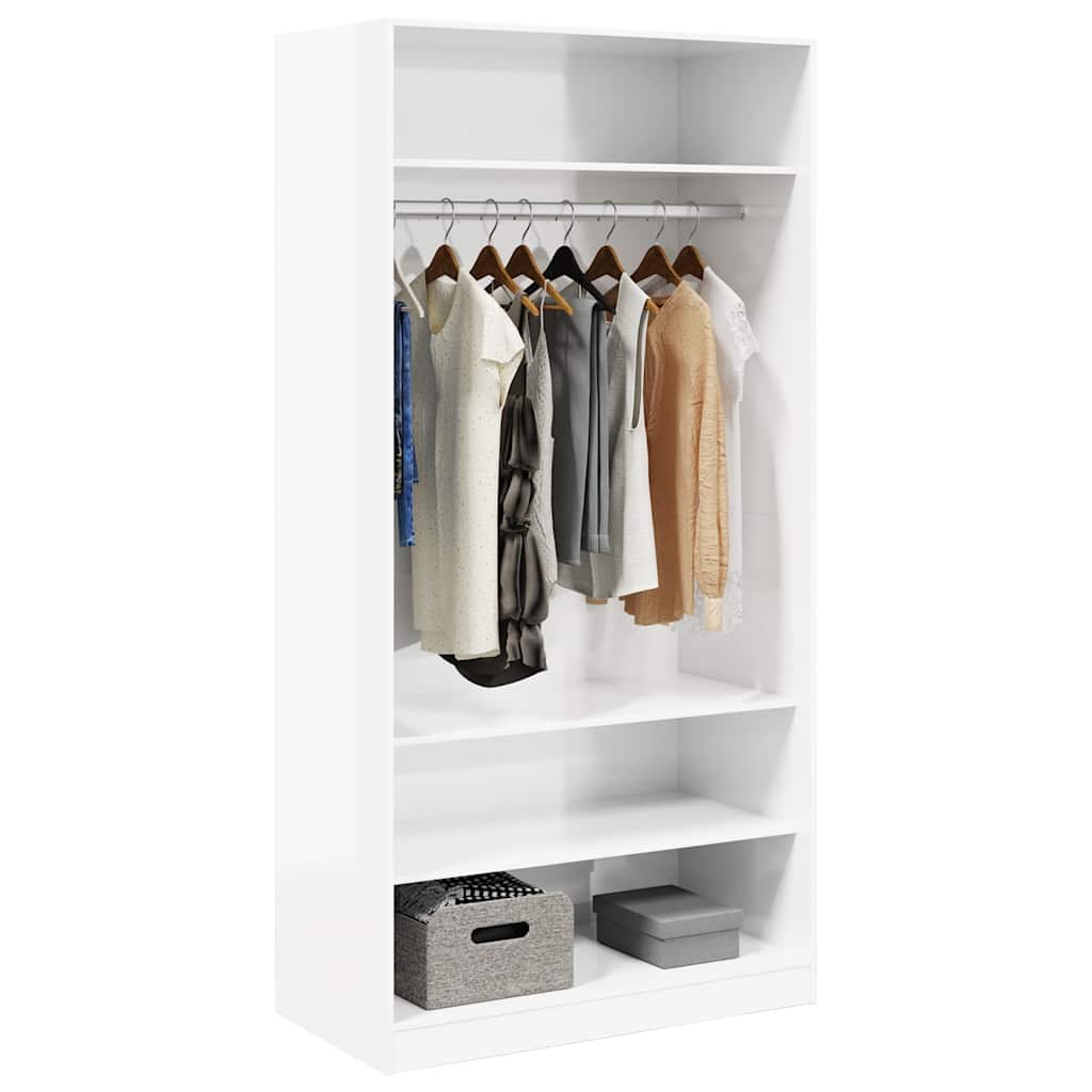 Roupeiro 100x50x200 cm derivados de madeira branco brilhante