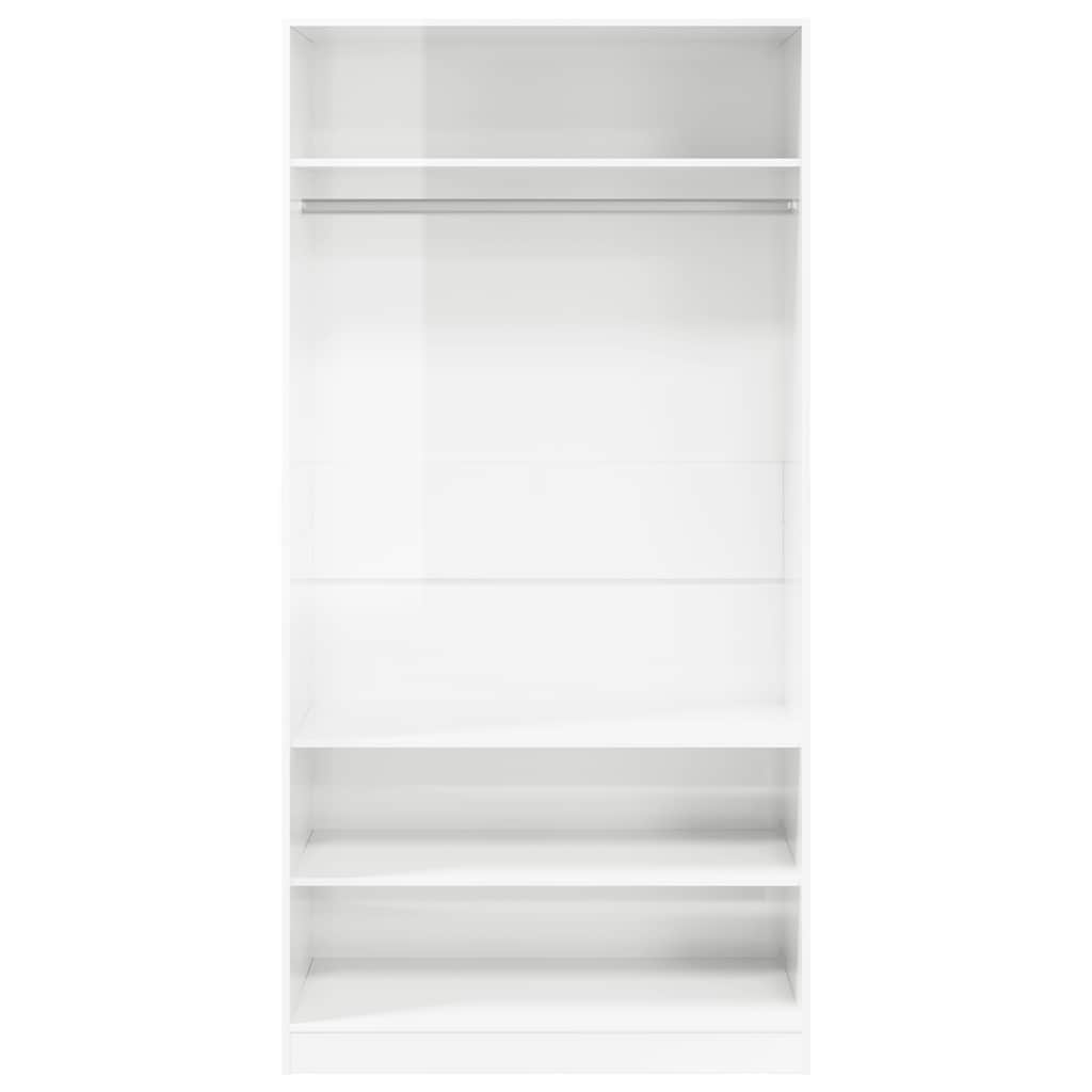 Roupeiro 100x50x200 cm derivados de madeira branco brilhante
