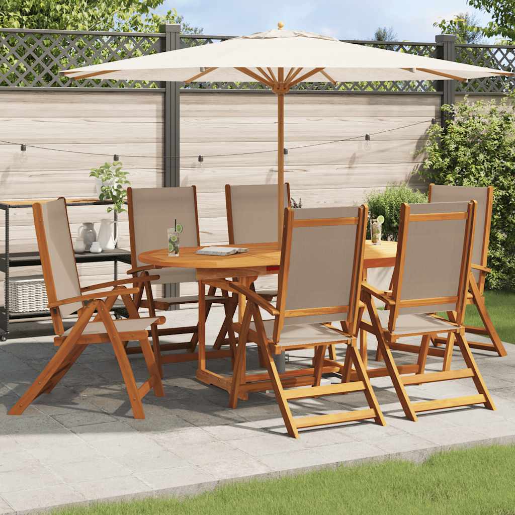 Cadeiras de jardim dobráveis 6 pcs acácia maciça e textilene