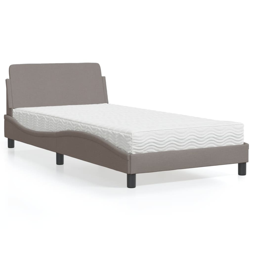 Cama com colchão dover 100x200 cm tecido cinzento-acastanhado
