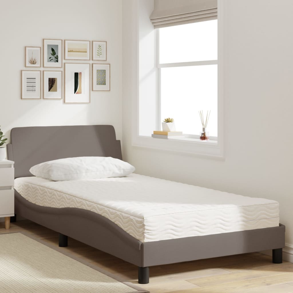 Cama com colchão dover 100x200 cm tecido cinzento-acastanhado
