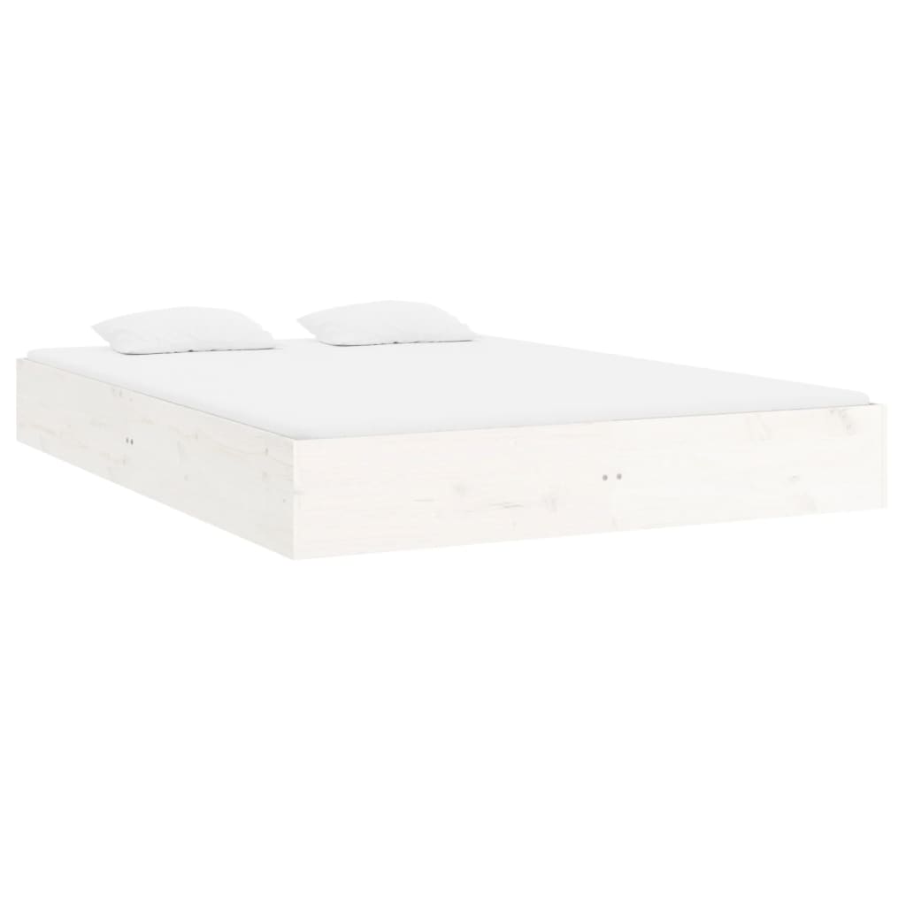 Estrutura de cama king 150x200 cm madeira maciça branco