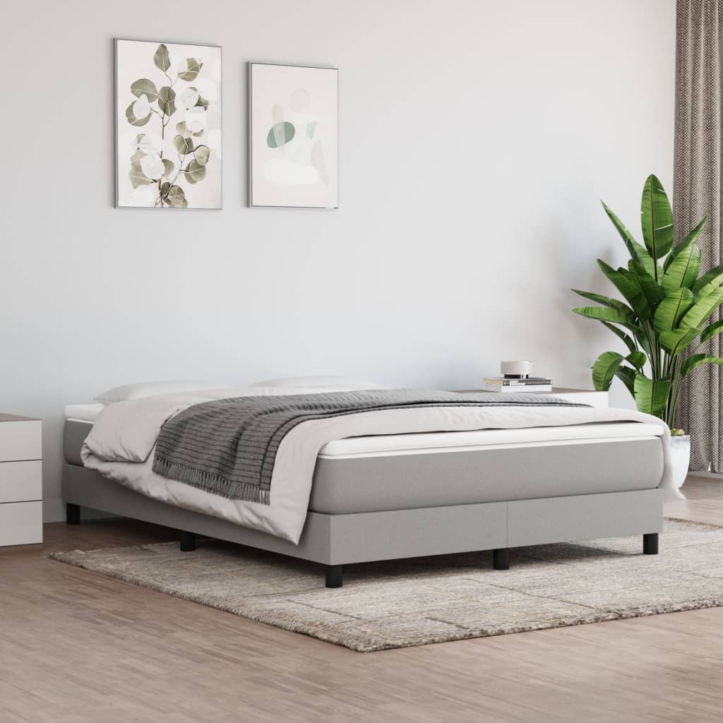Estrutura de cama com molas 140x200 cm tecido cinzento-claro