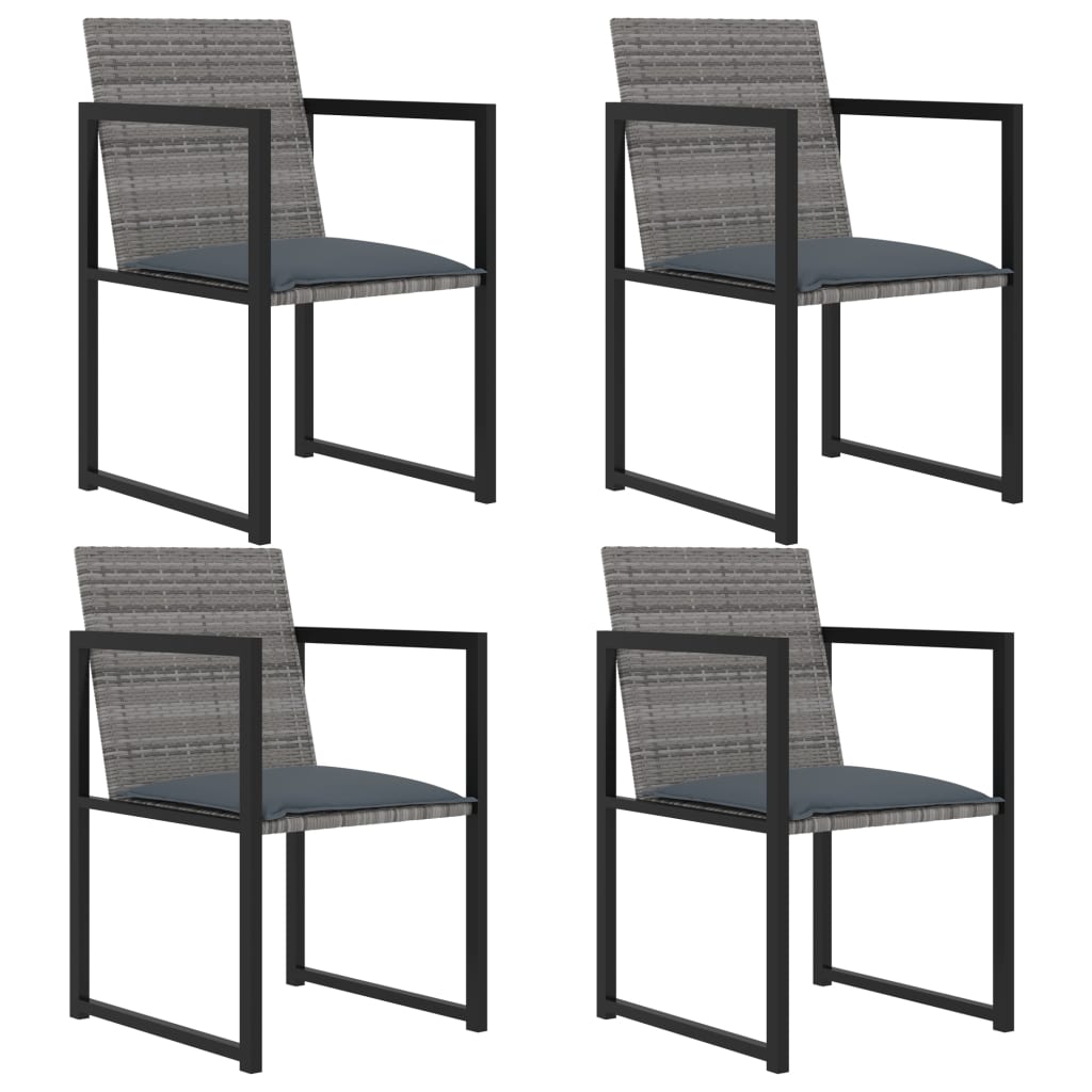 5Pcs conjunto de jantar p/ exterior c/ almofadões vime PE cinza