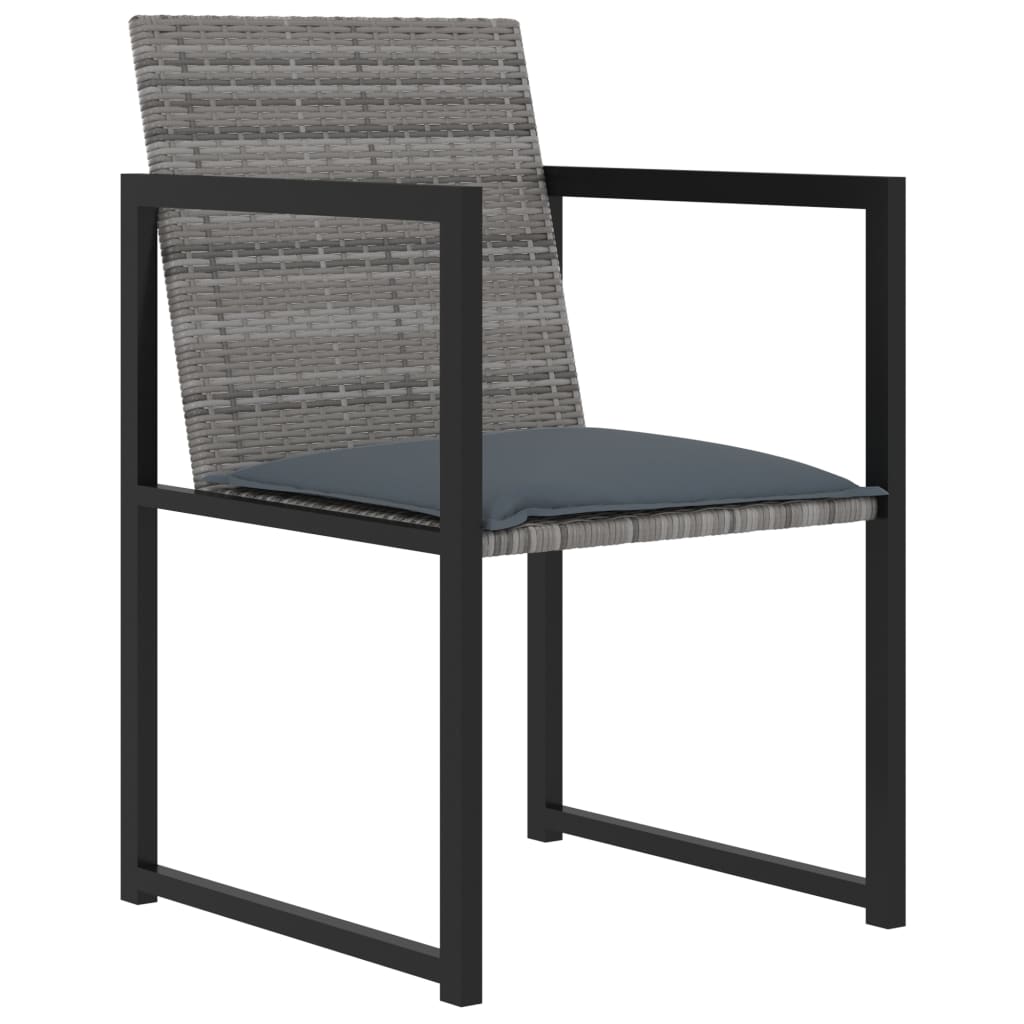 5Pcs conjunto de jantar p/ exterior c/ almofadões vime PE cinza